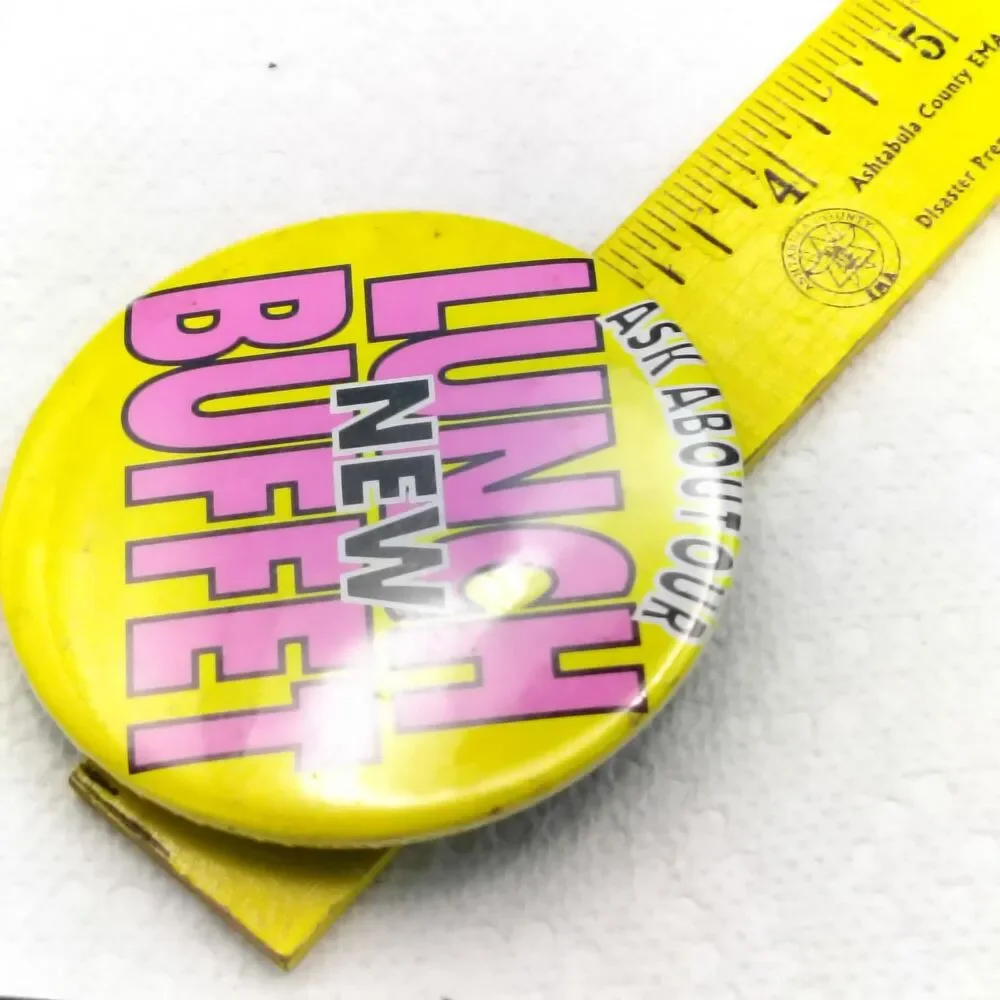 New Lunch Buffet Vintage Pin Button Pinback Restaurant Dave The Button Man